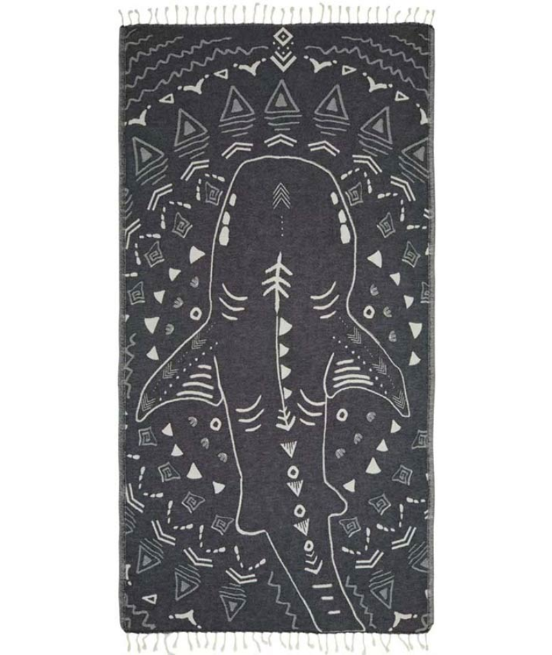Serviette de plage Résistante au sable et Séchage rapide - Requin Noir