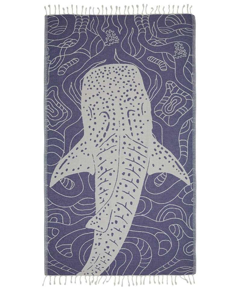 Serviette de plage Résistante au sable et Séchage rapide - Requin Bleu marine