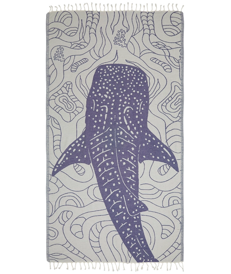 Serviette de plage Résistante au sable et Séchage rapide - Requin Bleu marine