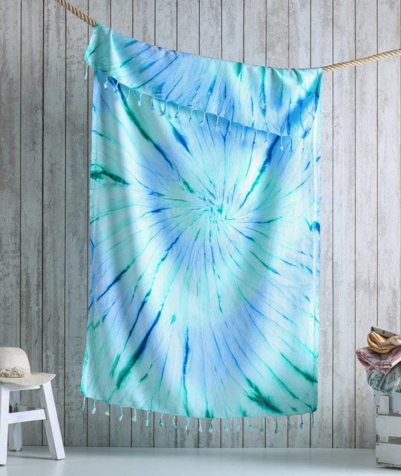 Serviette de plage Résistante au sable et Séchage rapide - Tie Dye Bleu