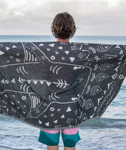 Serviette de plage Résistante au sable et Séchage rapide - Requin Noir