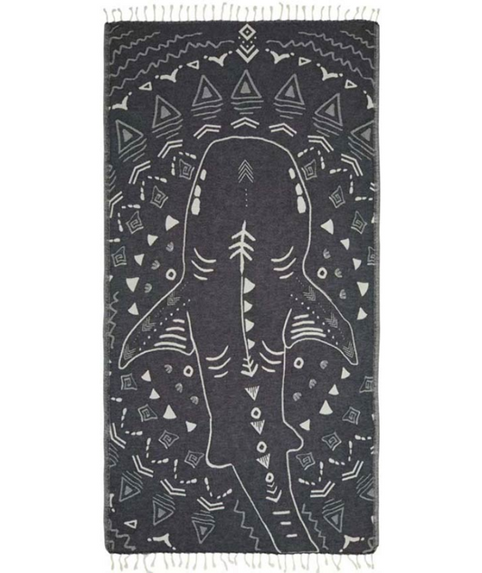 Serviette de plage Résistante au sable et Séchage rapide - Requin Noir