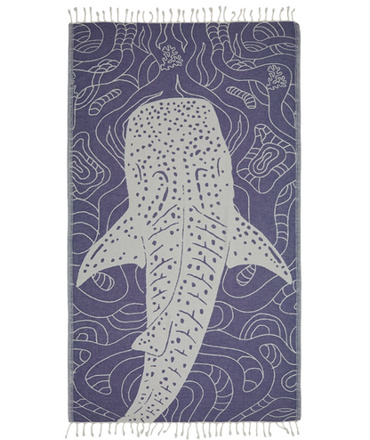 Serviette de plage Résistante au sable et Séchage rapide - Requin Bleu marine