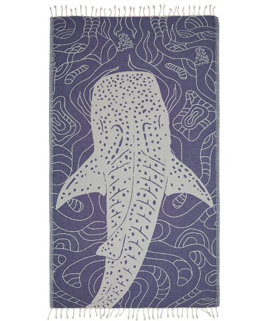 Serviette de plage Résistante au sable et Séchage rapide - Requin Bleu marine