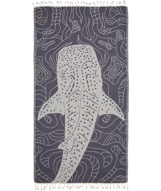 Serviette de plage Résistante au sable et Séchage rapide - Requin Gris