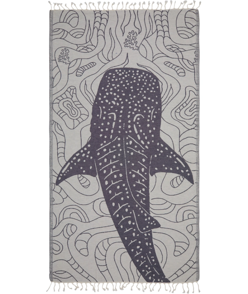 Serviette de plage Résistante au sable et Séchage rapide - Requin Gris
