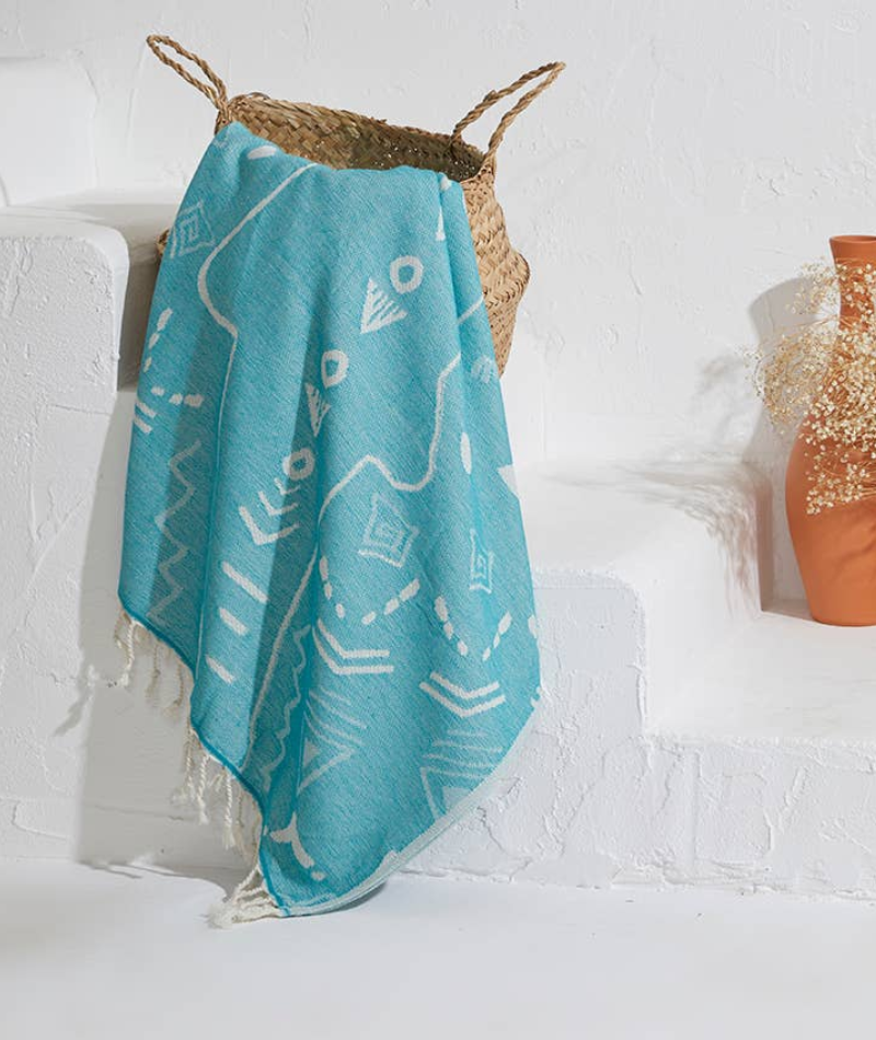 Serviette de plage Résistante au sable et Séchage rapide - Requin turquoise
