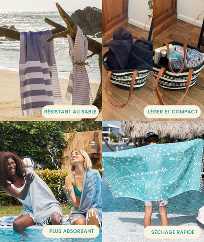 Serviette de plage Résistante au sable et Séchage rapide - Corail