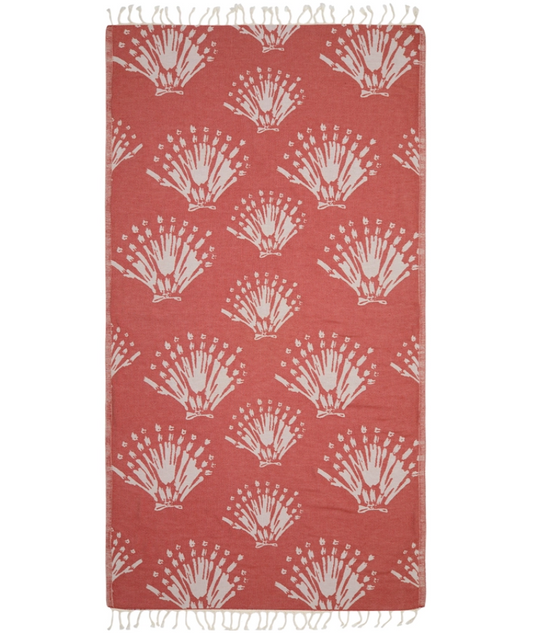 Serviette de plage Résistante au sable et Séchage rapide - Corail rouge