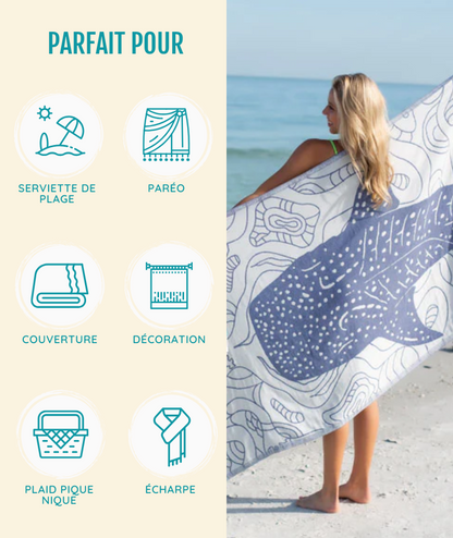 Serviette de plage Résistante au sable et Séchage rapide - Corail